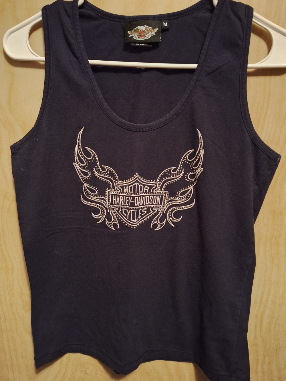 Harley-Davidson Navy Tank with Embellished Winged Bar & Shield